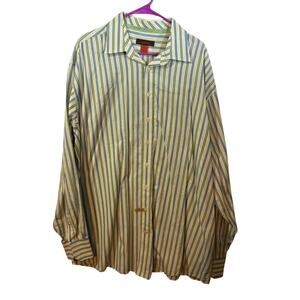 NYNE Men's Size 2XLT Tall Button Down Long Sleeve Striped Blue Green Shirt